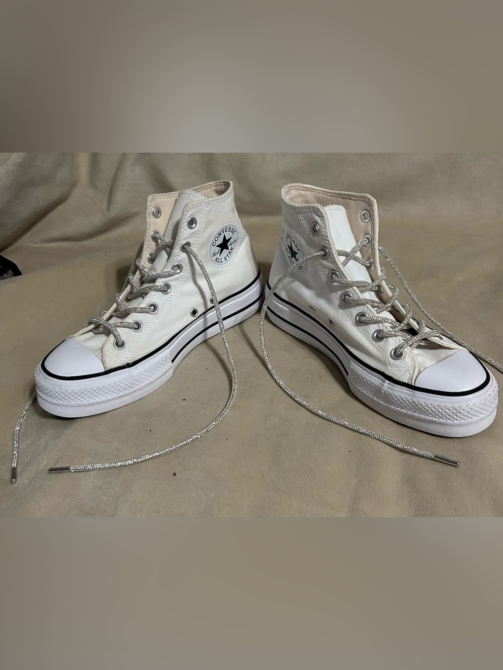 Converse High Top Sneakers in Cream/White
